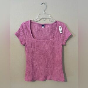 Old Navy Textured Rose Fitted Square Neck Top NWT